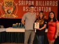 Plaque of appreciation to Marpac recieved by Michelle Villacrusis from Pacific Amusement Manager Neil Gebhard